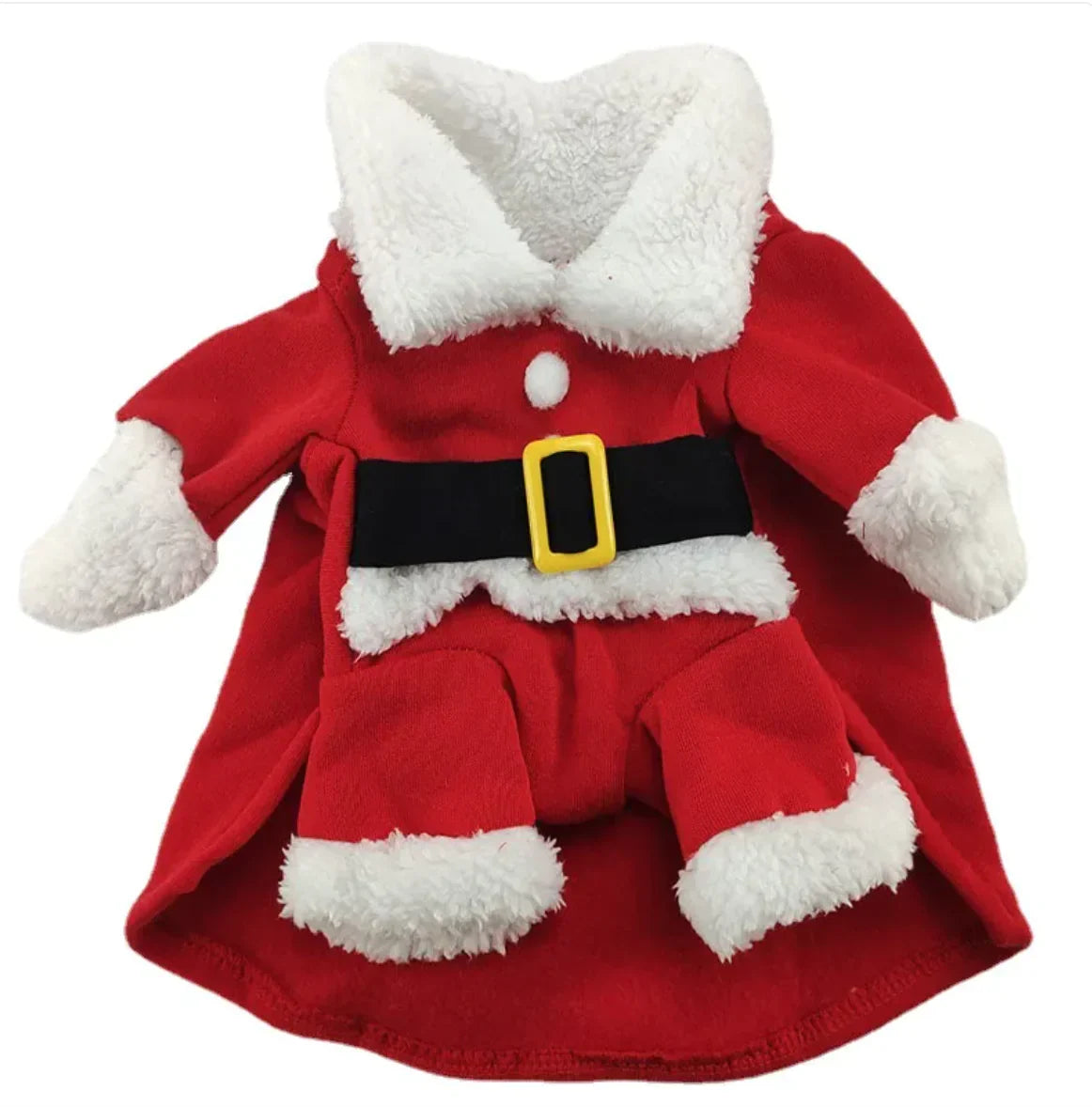 Festive Christmas pet costume for small dogs, featuring a soft, comfortable red and white design.