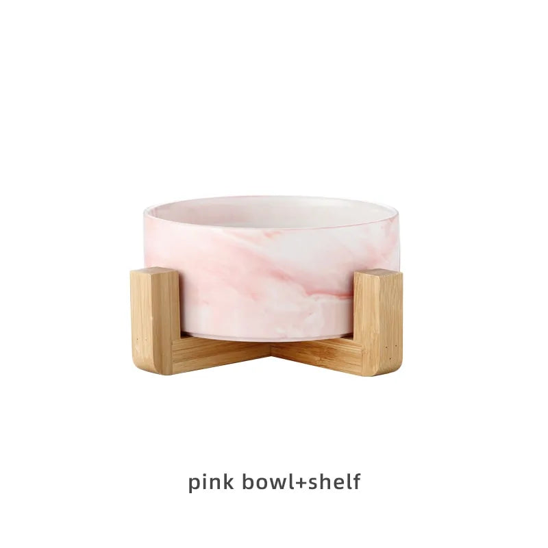 Marbling Ceramic Double Skål - Pink Stand / 7 x 15.5 CM